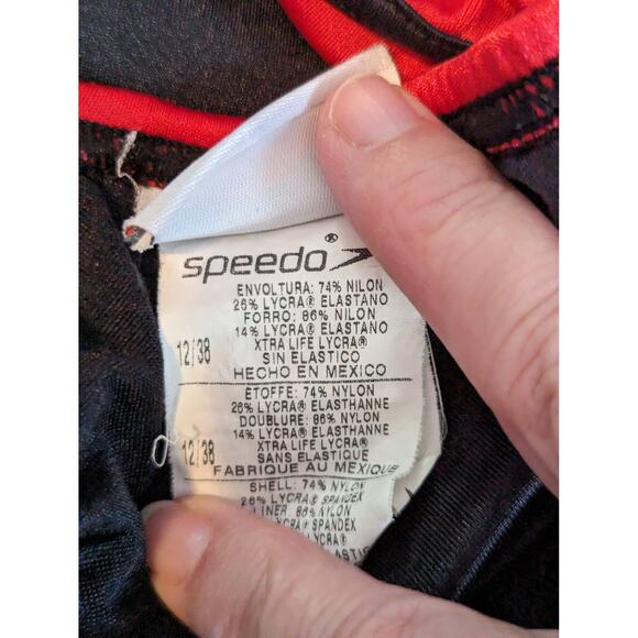 Speedo One Piece Swimsuit Black Red Women's Size 12 - Picture 7 of 8